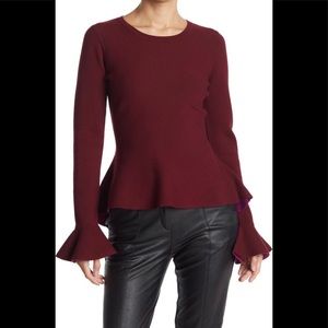 Milly Contrast knit flare top